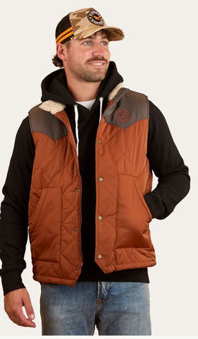 McKinlay Mens Puffer Vest Water Proof  - Tobacco / Charcoal