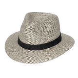 Evoke - Charlie Natural Fibre/Polyester Fedora - Ivory / Black