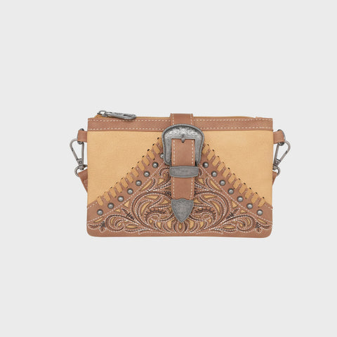 Montana West - Floral Embroidered Buckle Collection Clutch/Crossbody