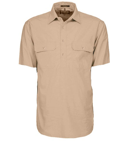 Pilbara Mens Closed front 3/4 button - Short Sleeve Shirt