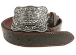 Pilbara Western Rodeo Buckle Tooled Leather Belt