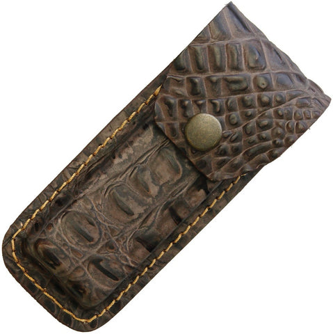 Crocodile Pattern - Brown Leather Belt Sheath to Suit 4.5" - 5.25" Knife